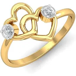 kuberbox 18KT Yellow Gold Double Heart Ring for Women-picture-22