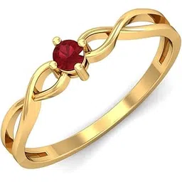 kuberbox 18KT Yellow Gold Eccentric Ruby Ring for Women-picture-20