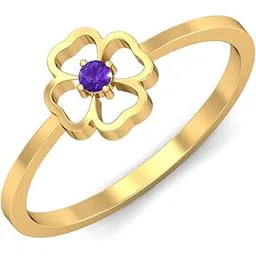 kuberbox 18KT Yellow Gold Fianza Amethyst Ring for Women-picture-18