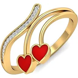kuberbox 18KT Yellow Gold Linda Heart Enamel Ring for Women-picture-24