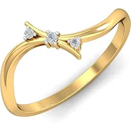 kuberbox 18KT Yellow Gold Studded Bow-Tie Ring for Women-picture-34
