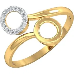 kuberbox 18KT Yellow Gold Twin Circles Open Ring for Women-picture-16