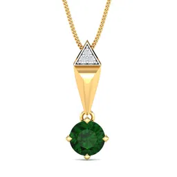 KUBERBOX Annora 18KT Gold Diamond Quartz Studded Pendant-1.49gm-picture-45