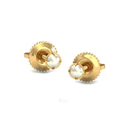 KUBERBOX Ashen 18KT Gold Pearl Studded Stud Earrings 1.11gm-picture-23