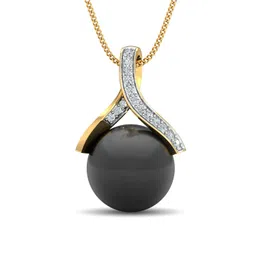 KUBERBOX Brilliante 18KT Gold Diamond-Studded Pearl Pendant-1.29gm-picture-37
