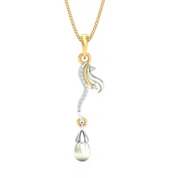 KUBERBOX Elena Graceuful 18 KT Gold Diamond-Studded & Pearl-Beaded Pendant - 0.62gm-picture-33