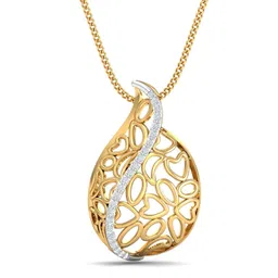 KUBERBOX Exquisite Filigree 18KT Gold Diamond-Studded Pendant-1.35gm-picture-26
