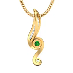 KUBERBOX Giovane Emerald 18KT Gold Diamond-Studded Pendant- 0.67 gm-picture-41