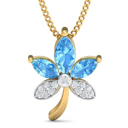 KUBERBOX Lotus Blue 18KT Gold Diamond Topaz Studded Pendant-  0.57gm-picture-22