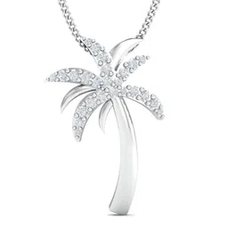 KUBERBOX Luxe Palm 18KT White Gold Diamond-Studded Pendant-1.19 gm-picture-32