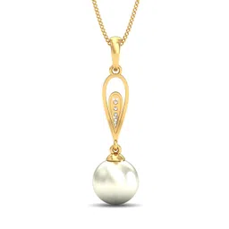 KUBERBOX Shirin 18KT Gold Diamond-Studded Pearl Pendant - 1.593g-picture-34