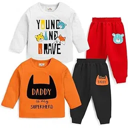 kuchipoo Baby Boy Regular Fit Cotton T-Shirts and Pyjamas Set-picture-52