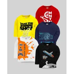 kuchipoo Boy Pack of 5 Graphic Print Round-Neck T-Shirts-picture-35