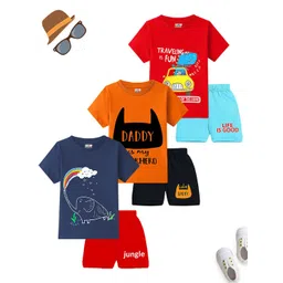 KUCHIPOO Boys Pack Of 3 Round Neck Printed T-shirt With Shorts-picture-34