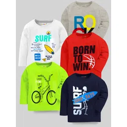 KUCHIPOO Boys Pack Of 5 Graphic Printed T-shirts-picture-52