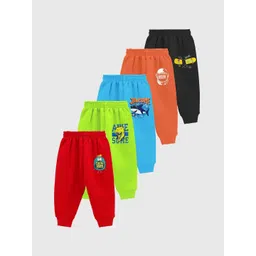 KUCHIPOO Boys Pack Of 5 Printed Mid-Rise Joggers-picture-54