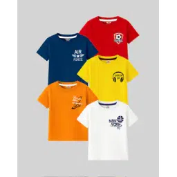 kuchipoo Boys Pack of 5 Relaxed Fit T-Shirt-picture-24
