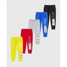 kuchipoo Boys Pack of 5 Typographic Print Joggers-picture-35