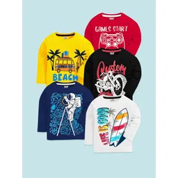 KUCHIPOO Boys Pack of 5 Typography Printed T-shirt-picture-37