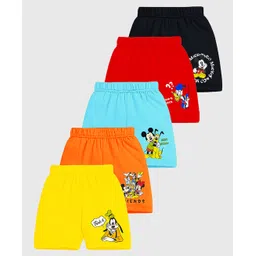 KUCHIPOO Cotton Blend Pack Of 5 Disney Mickey & Friends Featuring Characters Printed Shorts - Multi Colour-picture-15
