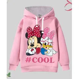 KUCHIPOO Disney Featuring Full Sleeves Minnie & Daisy Printed Cotton Fleece Winter Wear Hoodie - Pink-picture-16