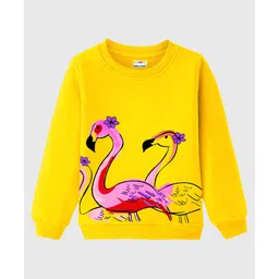 KUCHIPOO Fleece Knit Full Sleeves Flamingoes Printed Winter Sweatshirt - Multi Colour-picture-19
