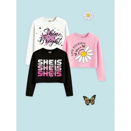 KUCHIPOO Girls Pack Of 3 Crop Top Cotton T-Shirts-picture-26