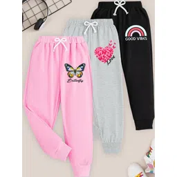 KUCHIPOO Girls Pack of 3 Printed Track Pants-picture-37