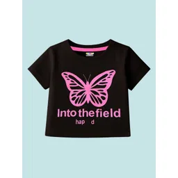 KUCHIPOO Girls Pack Of 5 Graphic Printed Applique T-shirt-picture-35