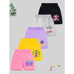 KUCHIPOO Girls Pack Of 5 Graphic Printed Shorts-picture-31
