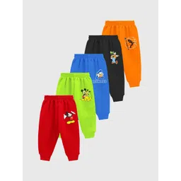 KUCHIPOO Girls Pack Of 5 Mickey & Friends Printed Mid Rise Joggers-picture-15