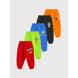KUCHIPOO Girls Pack Of 5 Mickey & Friends Printed Mid Rise Joggers-picture-14