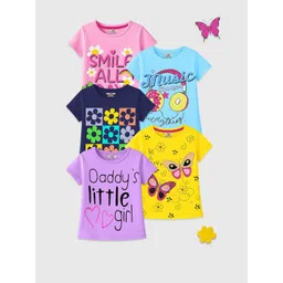 KUCHIPOO Girls Pack Of 5 Printed Cotton T-shirt-picture-25