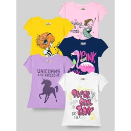 KUCHIPOO Girls Pack Of 5 Printed T-shirt-picture-19