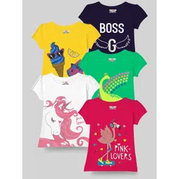 KUCHIPOO Girls Pack of 5 Printed T-shirt-picture-20