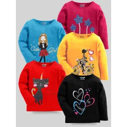 KUCHIPOO Girls Pack of 5 Printed T-shirt-picture-35