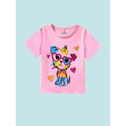 KUCHIPOO Girls Pack of 5 Regular Fit Cotton Blend Printed T-shirt image 4