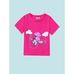 KUCHIPOO Girls Pack of 5 Regular Fit Cotton Blend Printed T-shirt image 2