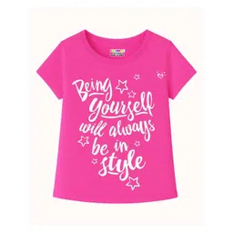 KUCHIPOO Girls Pack Of 5 Typography Printed Round Neck Cotton Regular Fit Casual T-shirt image 2