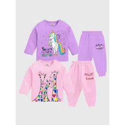 KUCHIPOO Girls Printed T-shirt with Pyjamas-picture-58