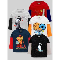 KUCHIPOO Kids Multicoloured Pack of  5 Printed T-shirt-picture-17