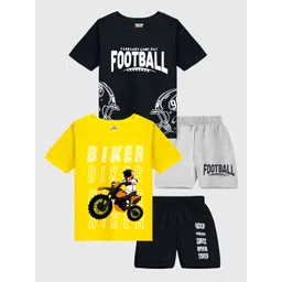 KUCHIPOO Kids Pack Of 2 Typography Printed T-shirt With Shorts-picture-53