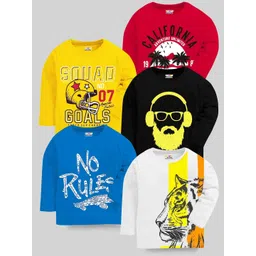 KUCHIPOO Kids Pack Of 5 Printed Round Neck Casual T-shirt-picture-22
