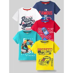 KUCHIPOO Kids Pack Of 5 Typography Printed T-shirts-picture-58