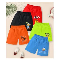 KUCHIPOO Pack of 5 Disney Featuring Mickey & Friends Printed Shorts - Multi Colour-picture-18