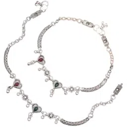 kudor Metal Anklets Payal Pair for Women Girls Fancy Collection with Silver Plating Attached Ghungroo Fashion Designer Barefoot Foot Jewellery-picture-34