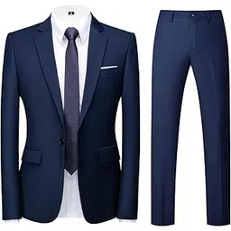 kudoro Men Suits 2 Piece Slim Fit Single Breasted One Button Wedding Business Casual Tuxedo Suit Blazer Trousers Suit Set-picture-30