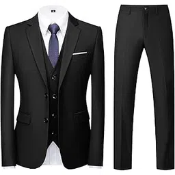 kudoro Men Suits 3 Piece Slim Fit Single Breasted Two Buttons Wedding Business Tuxedo Suit Blazer Waistcoat Trousers-picture-24