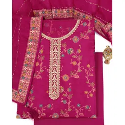 KULEESH Embroidered Pure Silk Semi-Stitched Dress Material-picture-31