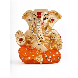 Kulin Resin God Appu Ganesh Idol with Orange Embellished Dhoti-picture-17